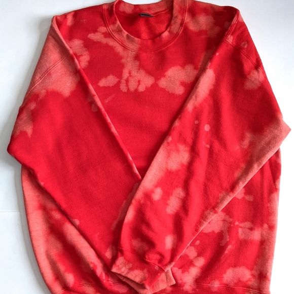 Tops - Cherry Red Reverse Tie Dye Crewneck Sweatshirt